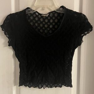 Black sheer fitted short sleeve top; Women’s M